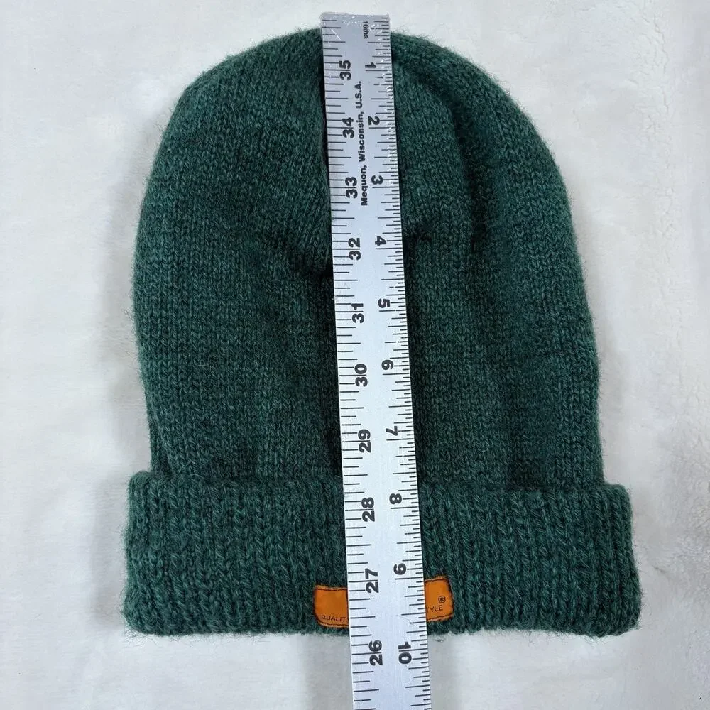Levi's Green Knit Beanie Hat Cuffed Logo Patch Winter Cap Unisex